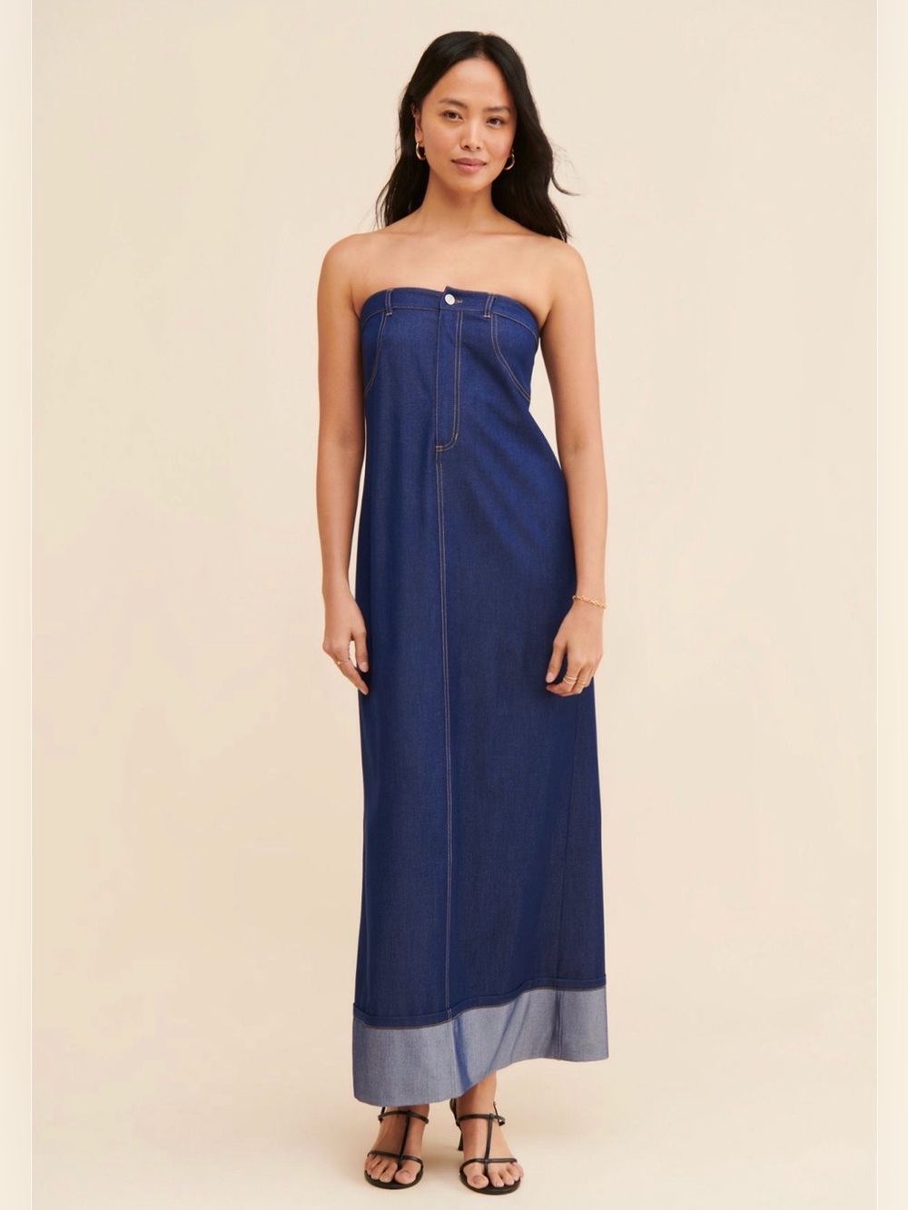 Mare Mare Anthropologie Strapless Denim Skirt Dress